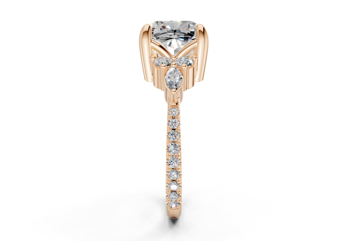 Zephyrine Diamond Accent Cushion Square Cut 1.9mm Engagement Ring