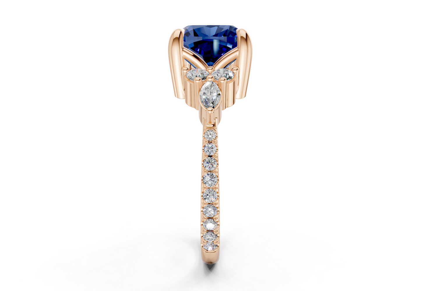 Zephyrine Sapphire Gemstone Accent Cushion Square Cut 1.9mm Engagement Ring