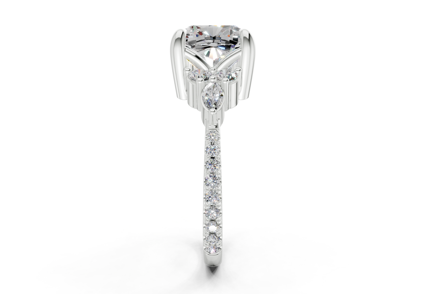 Zephyrine Diamond Accent Cushion Square Cut 1.9mm Engagement Ring