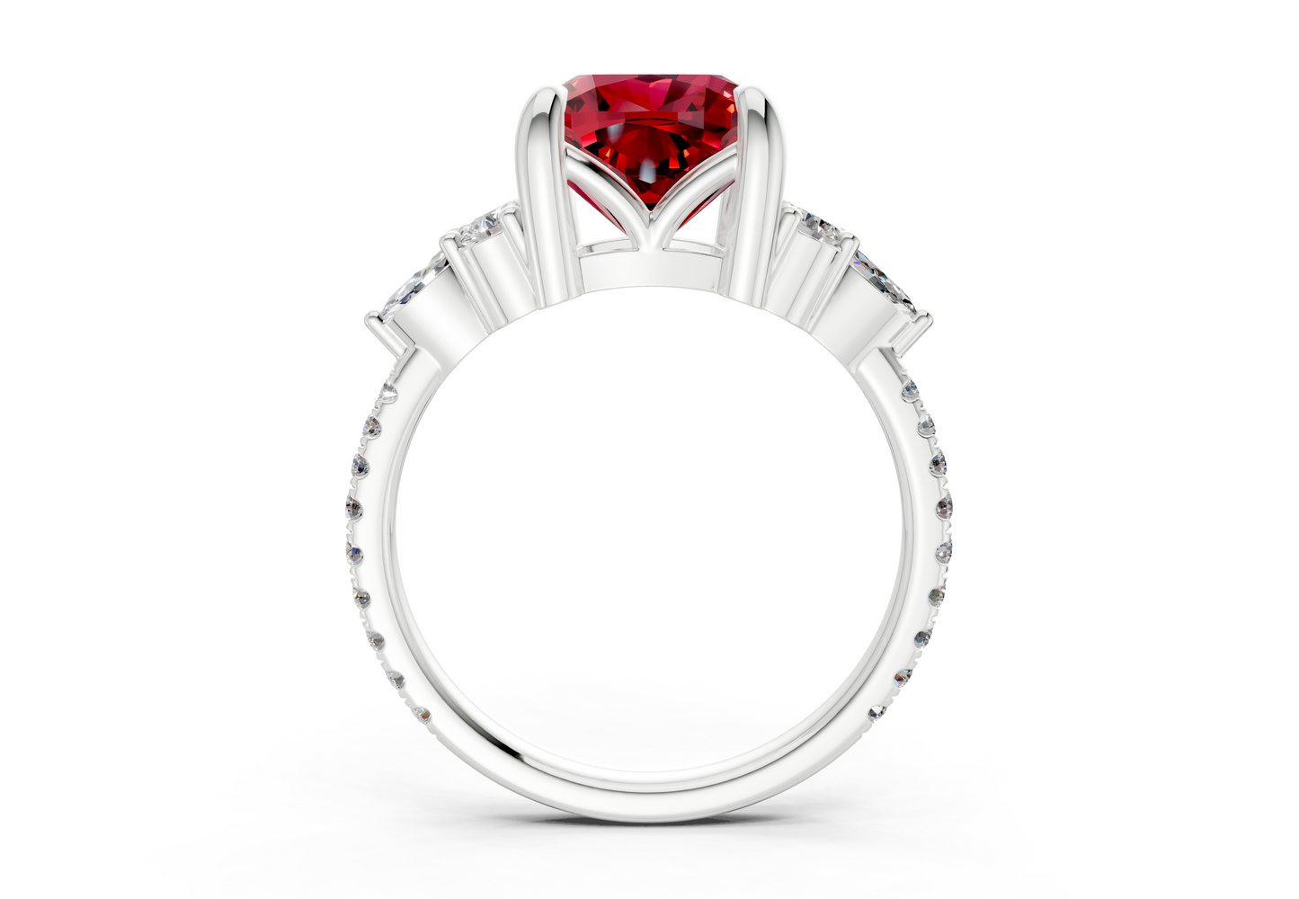 Zephyrine Ruby Gemstone Accent Cushion Square Cut 1.9mm Engagement Ring