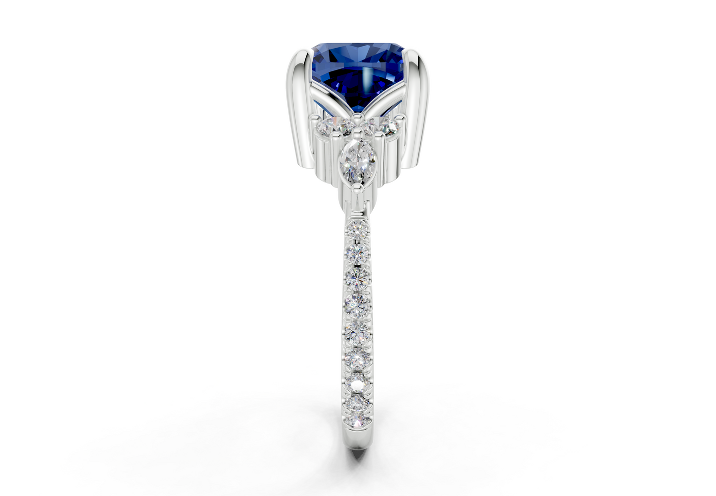 Zephyrine Sapphire Gemstone Accent Cushion Square Cut 1.9mm Engagement Ring