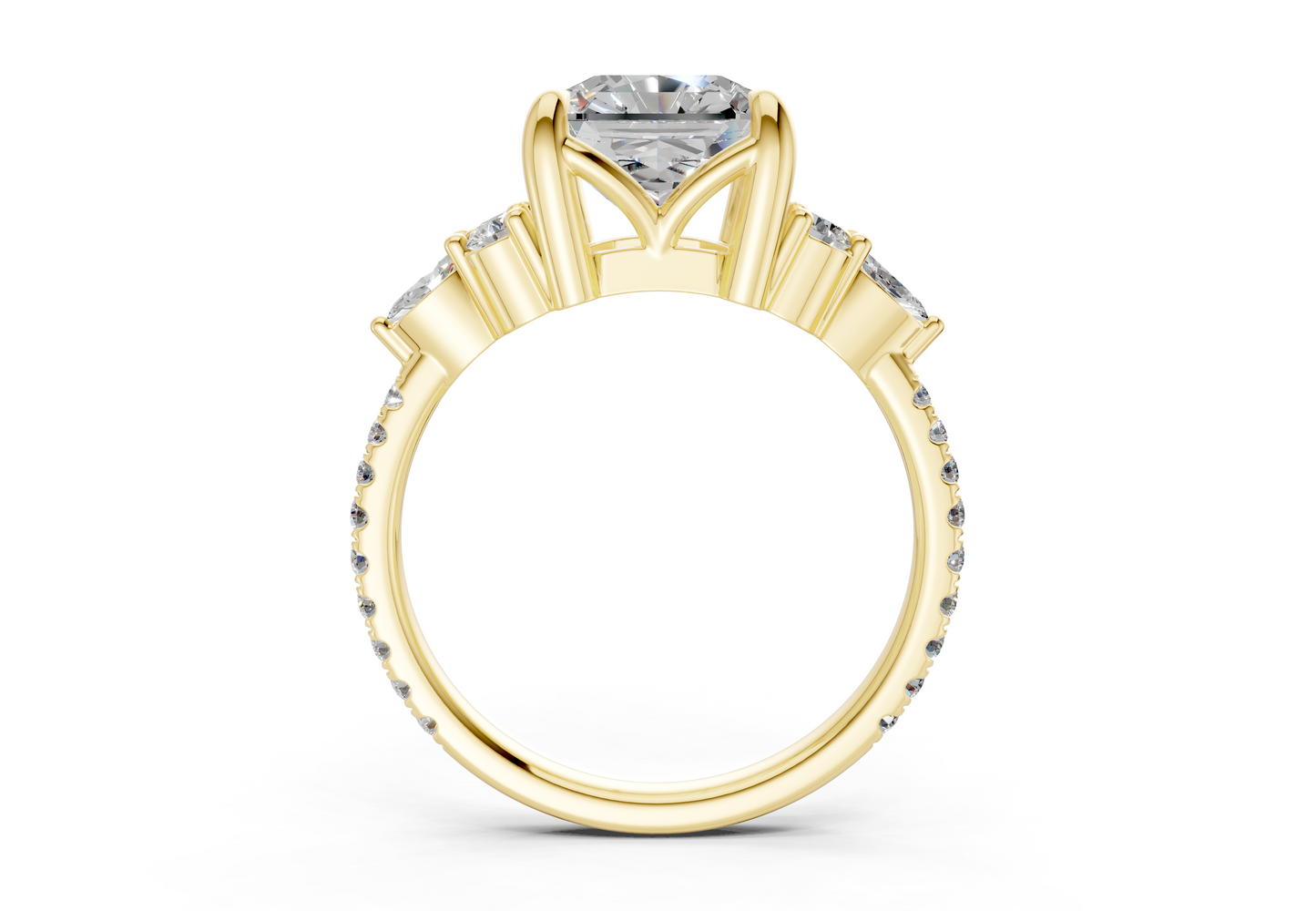 Zephyrine Diamond Accent Radiant Square Cut 1.9mm Engagement Ring