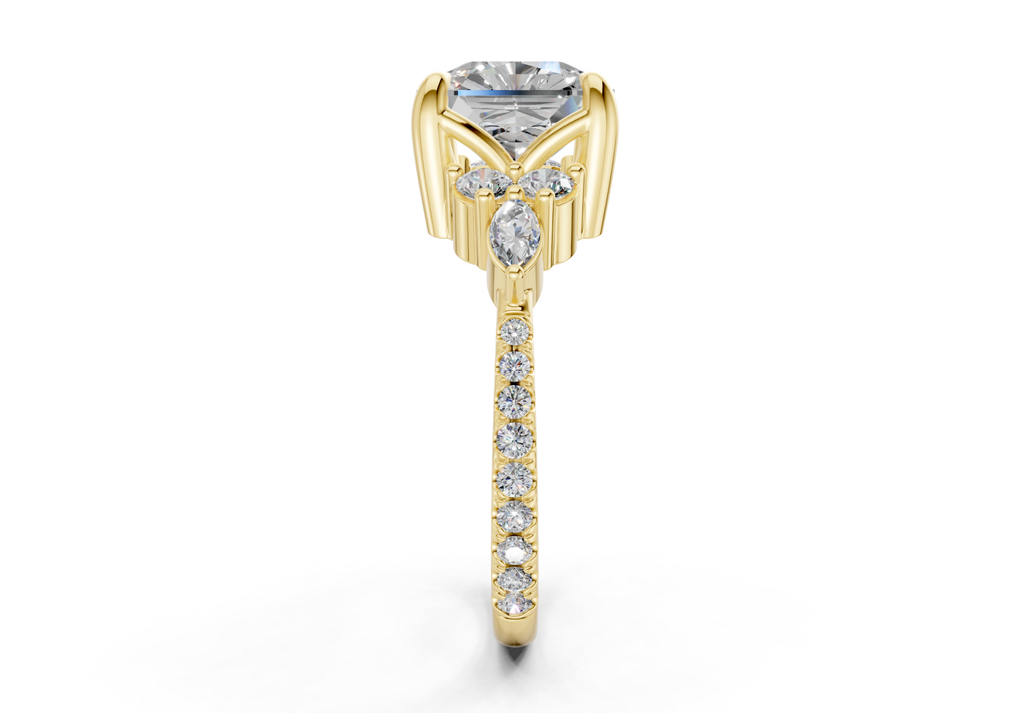 Zephyrine Diamond Accent Radiant Square Cut 1.9mm Engagement Ring