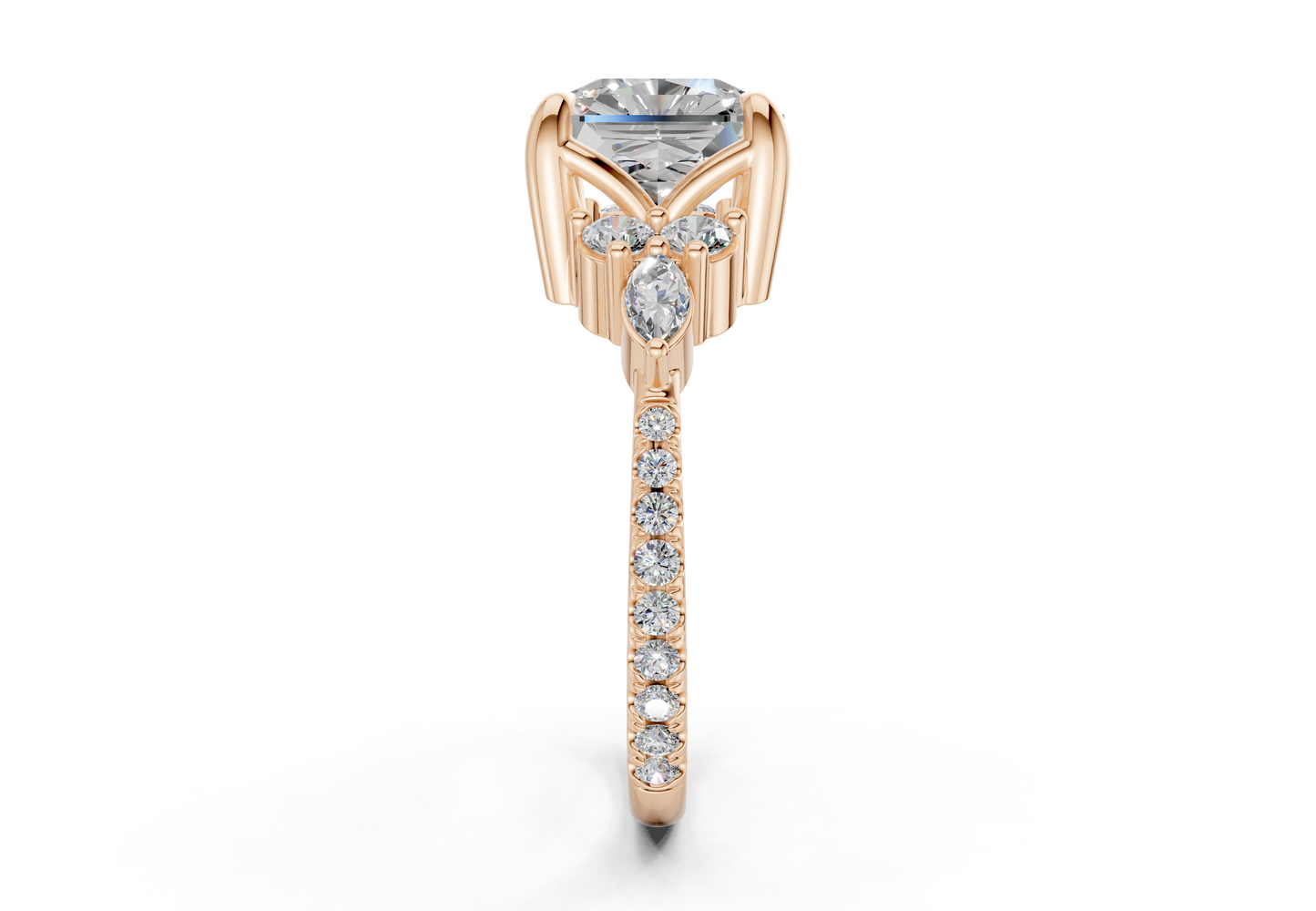 Zephyrine Diamond Accent Radiant Square Cut 1.9mm Engagement Ring