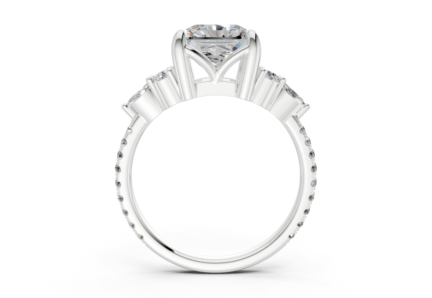 Zephyrine Diamond Accent Radiant Square Cut 1.9mm Engagement Ring