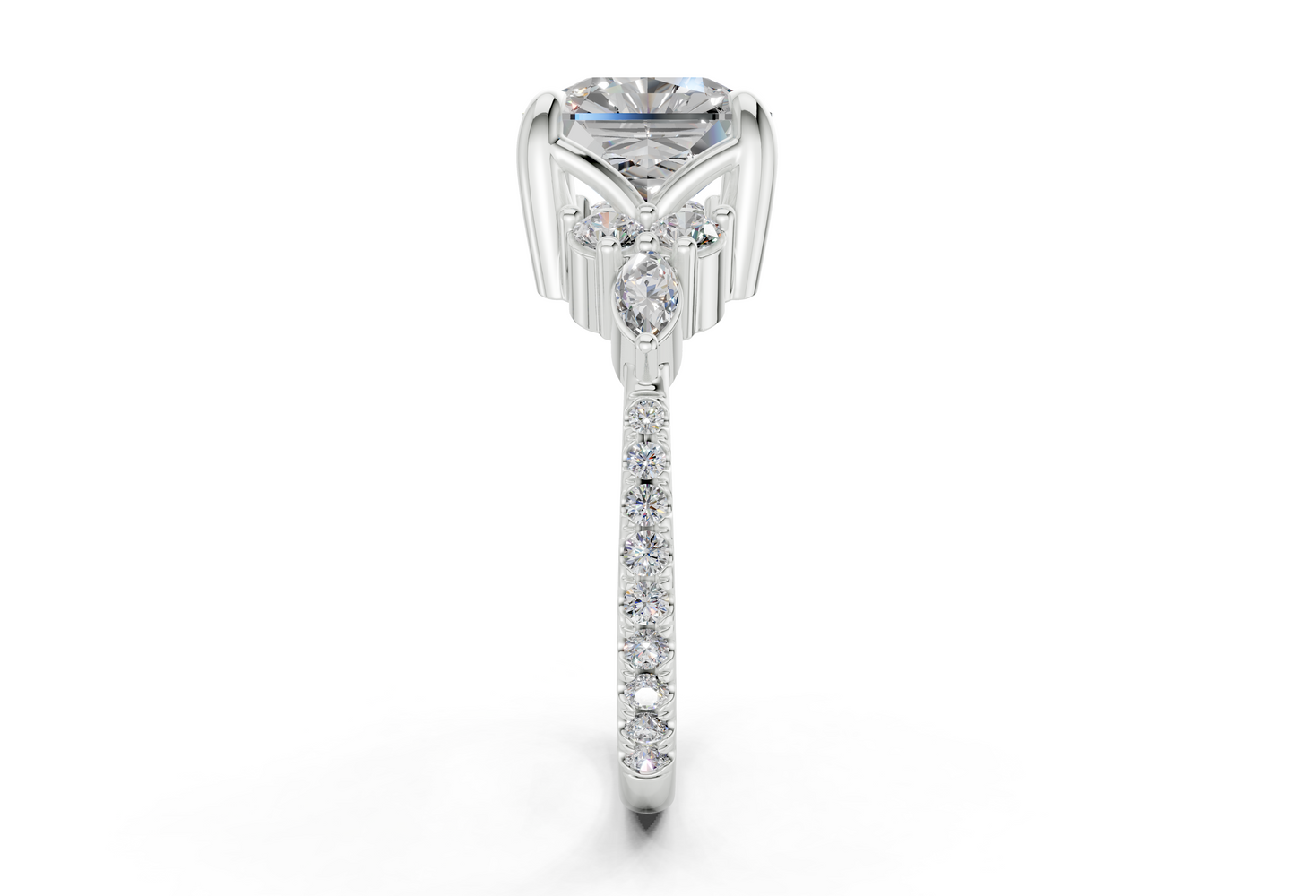 Zephyrine Diamond Accent Radiant Square Cut 1.9mm Engagement Ring