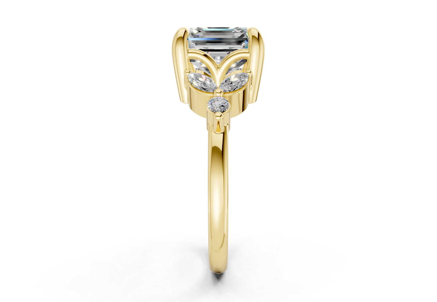 Elysium Diamond Accent Asscher Cut 1.9mm Engagement Ring