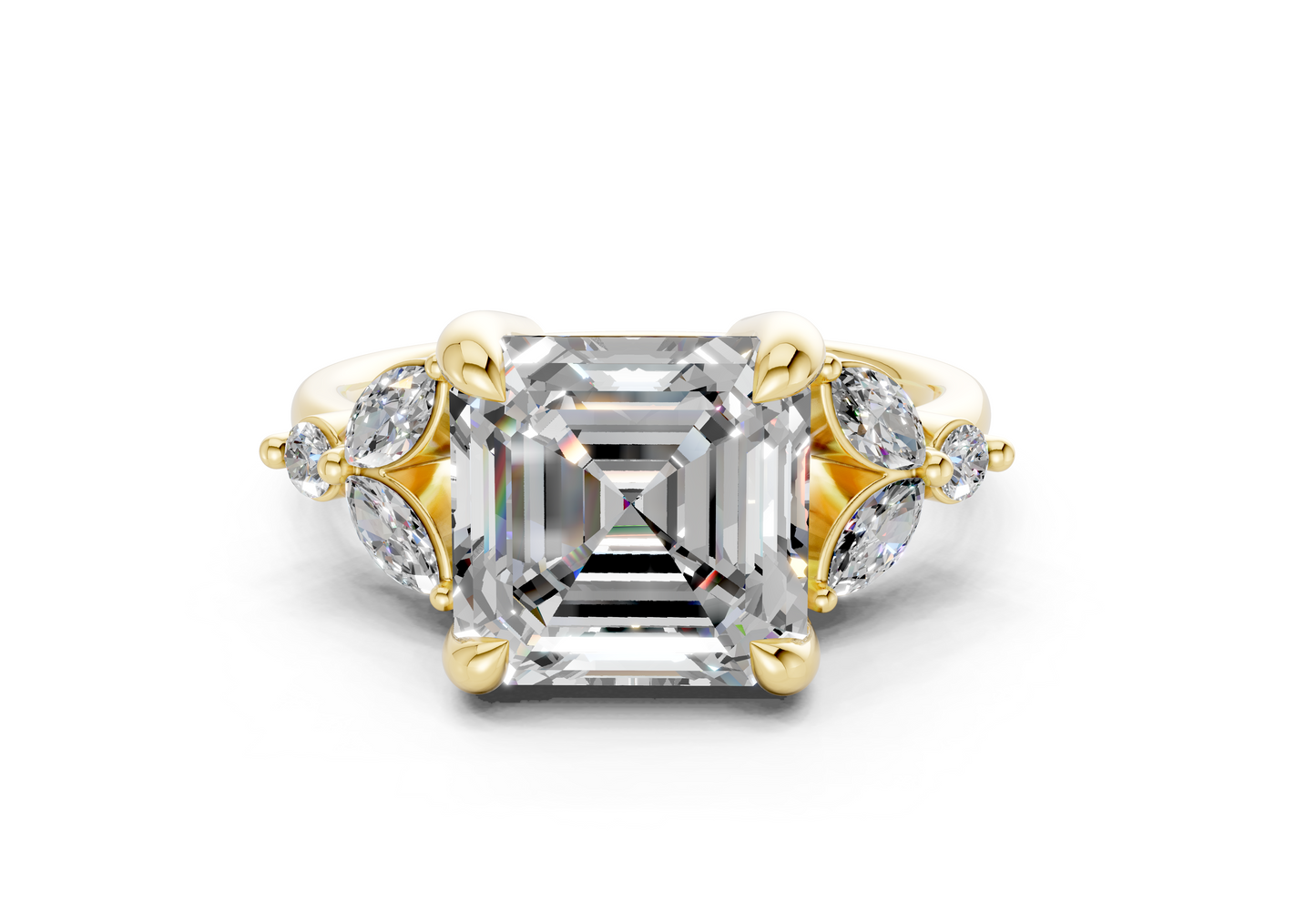 Elysium Diamond Accent Asscher Cut 1.9mm Engagement Ring