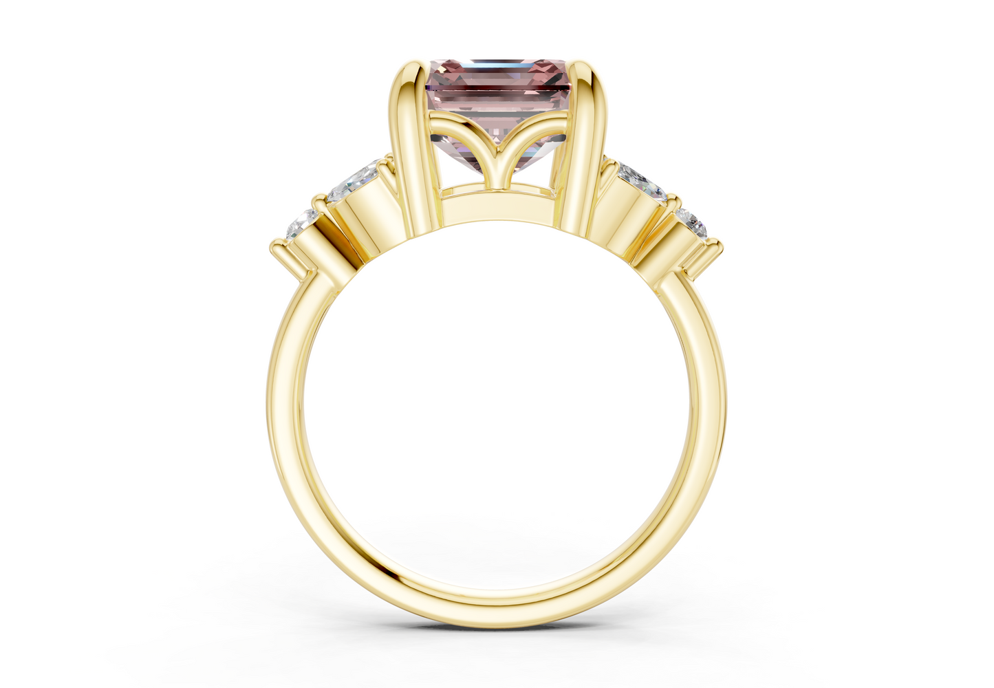 Elysium Pink Diamond Accent Asscher Cut 1.9mm Engagement Ring