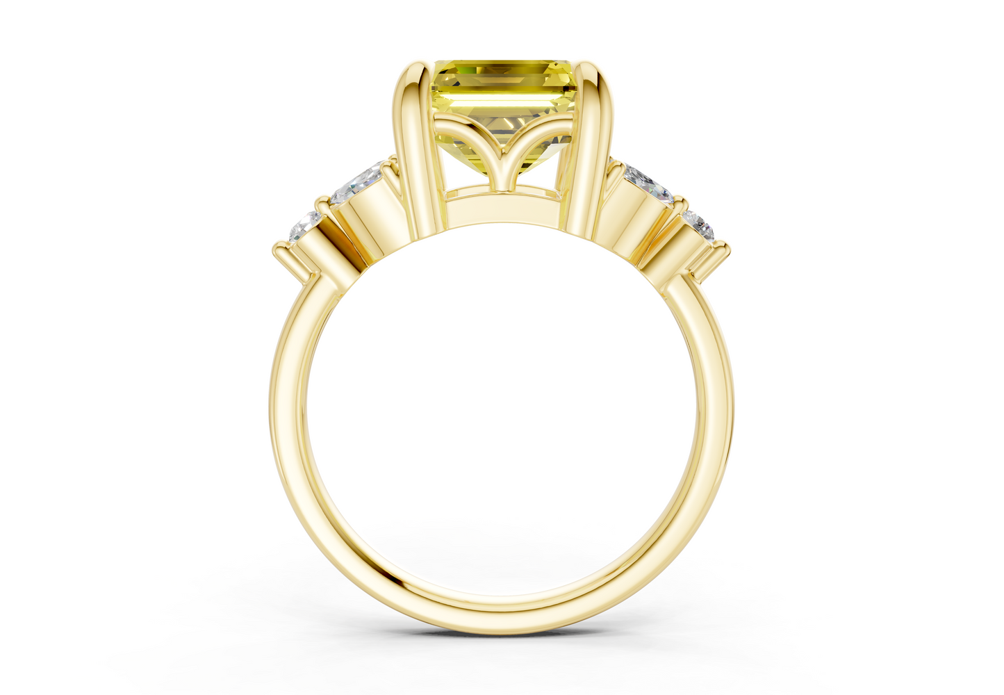 Elysium Yellow Diamond Accent Asscher Cut 1.9mm Engagement Ring