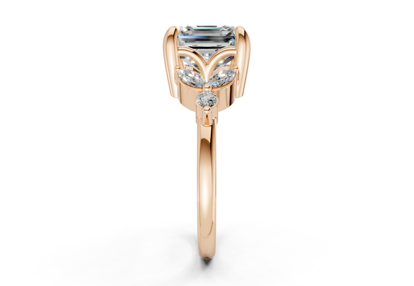 Elysium Diamond Accent Asscher Cut 1.9mm Engagement Ring
