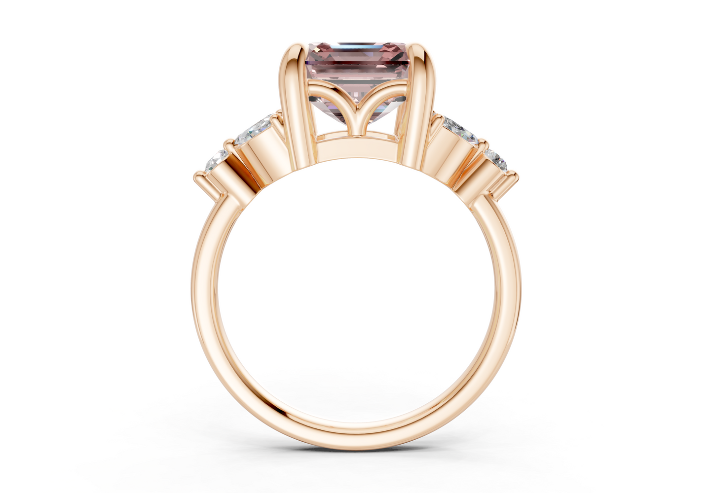 Elysium Pink Diamond Accent Asscher Cut 1.9mm Engagement Ring