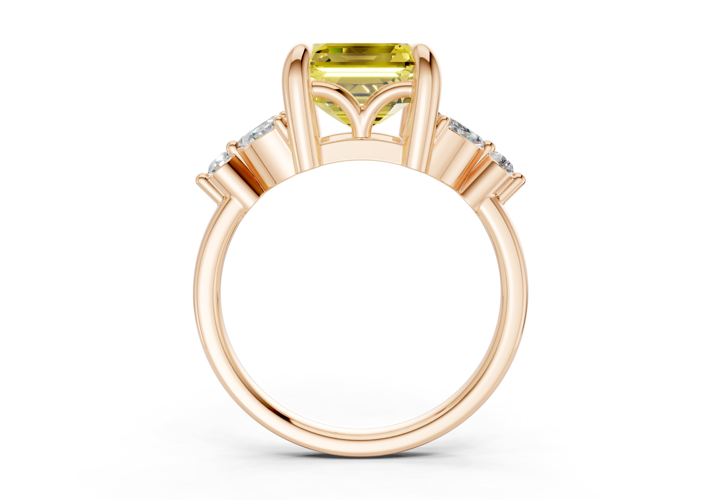 Elysium Yellow Diamond Accent Asscher Cut 1.9mm Engagement Ring