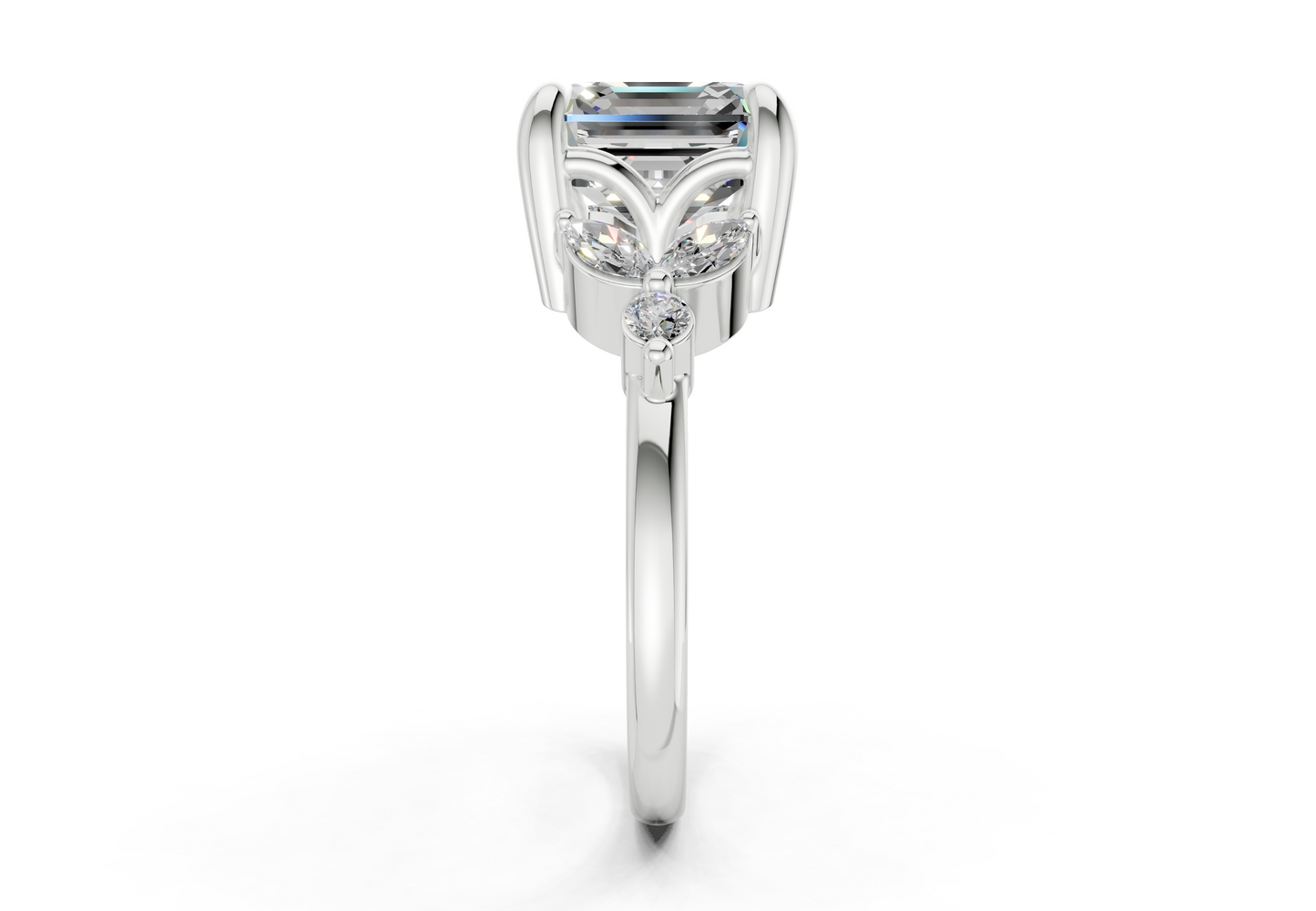 Elysium Diamond Accent Asscher Cut 1.9mm Engagement Ring