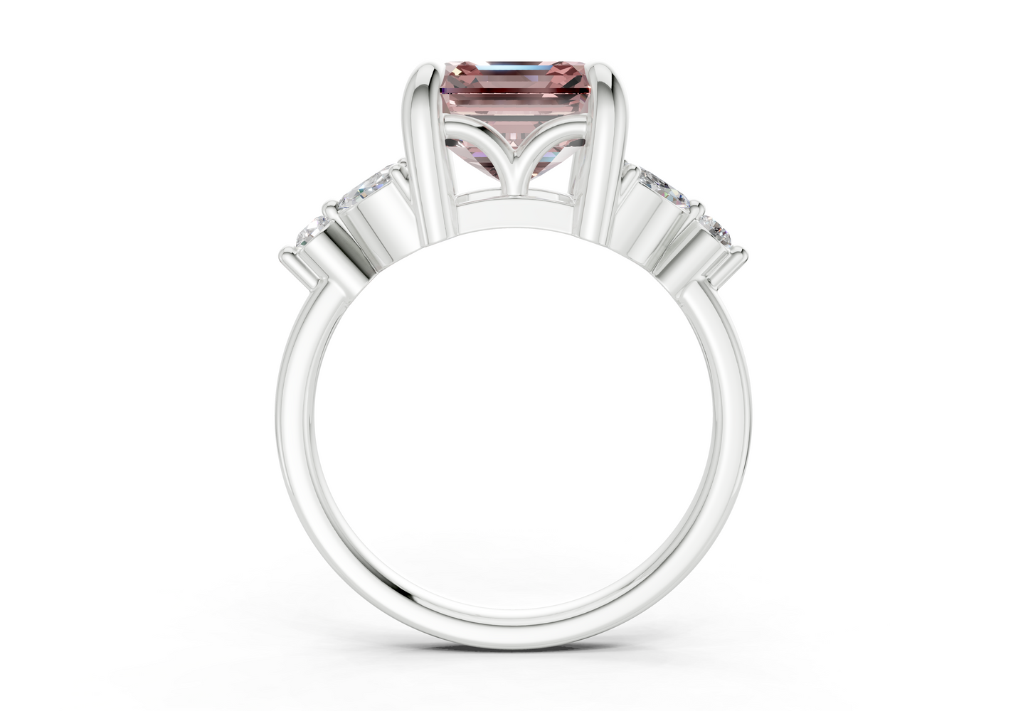 Elysium Pink Diamond Accent Asscher Cut 1.9mm Engagement Ring