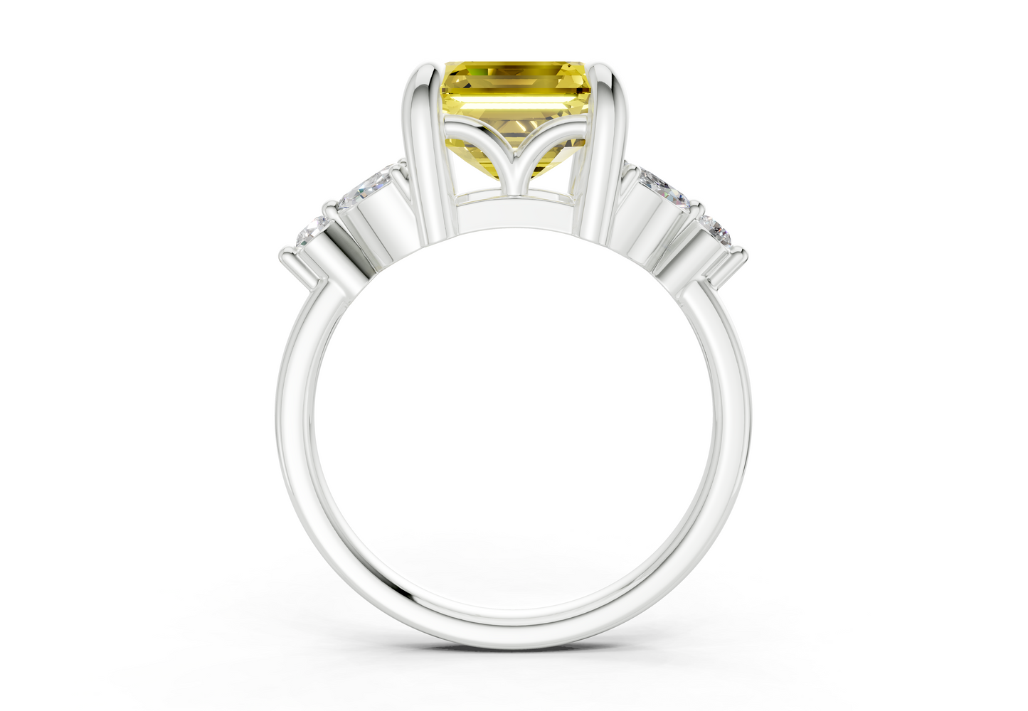 Elysium Yellow Diamond Accent Asscher Cut 1.9mm Engagement Ring