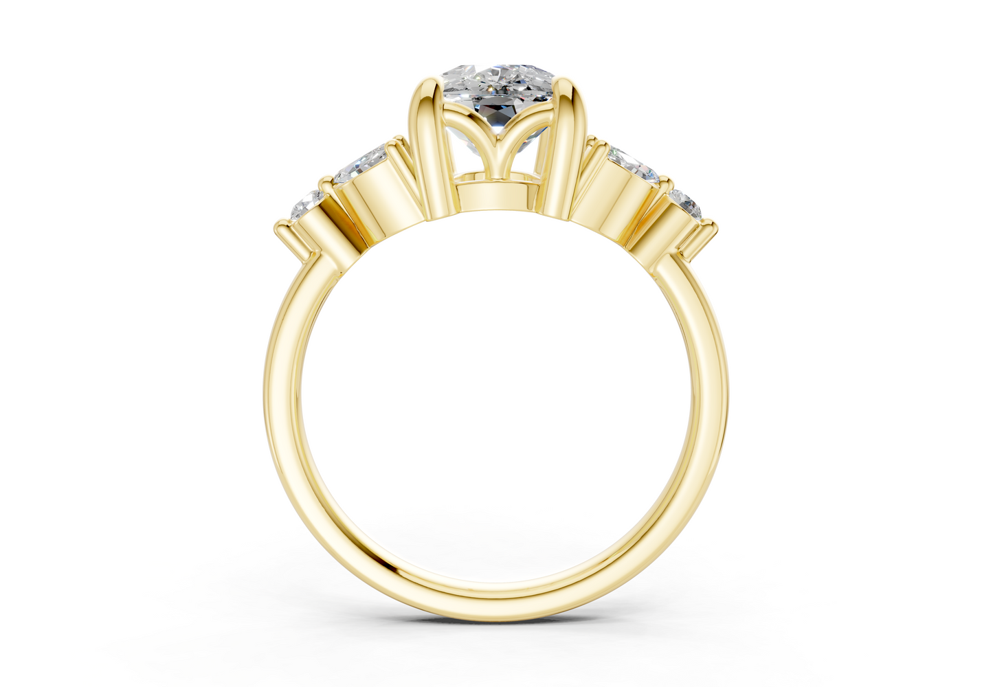 Elysium Diamond Accent Elongated Cushion Cut 1.9mm Engagement Ring