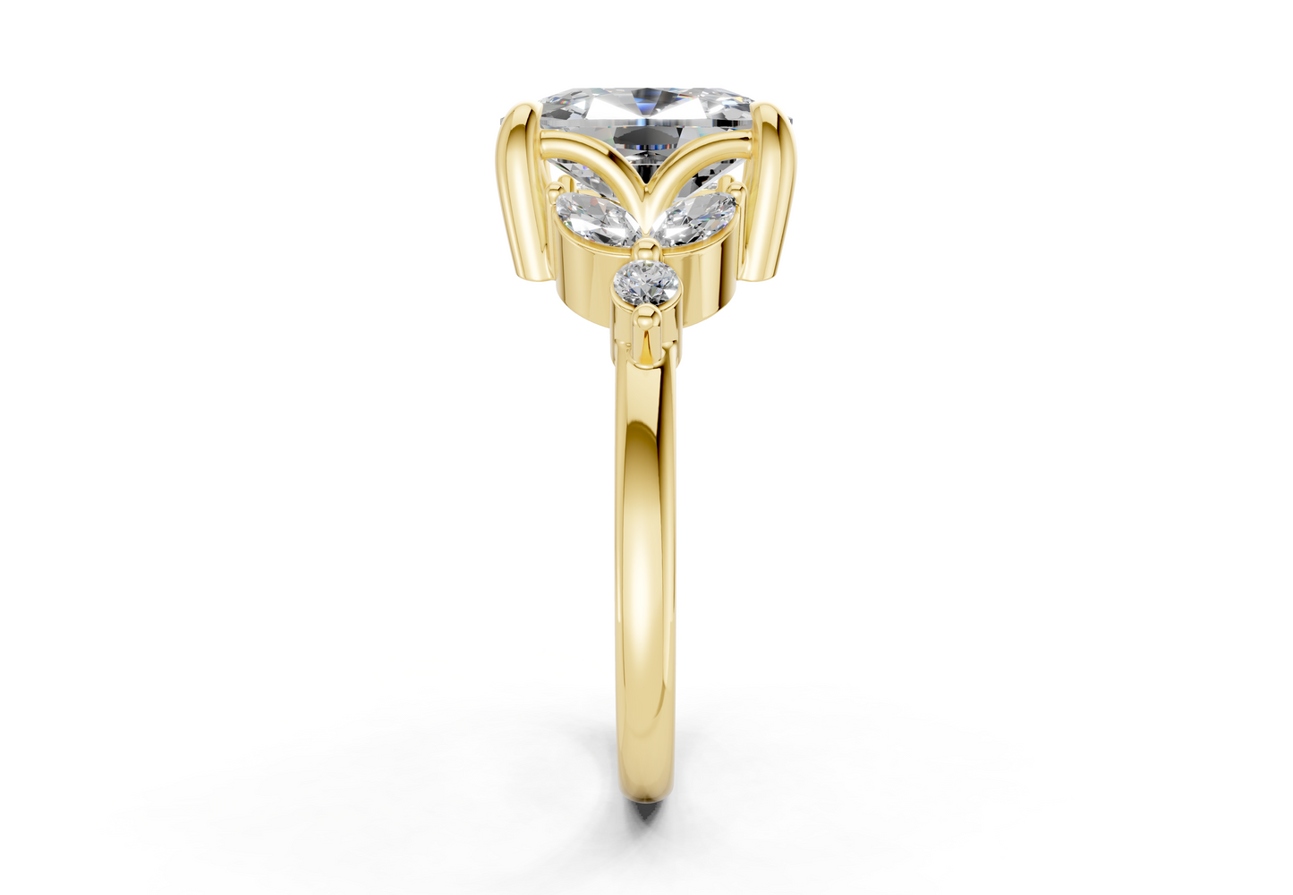 Elysium Diamond Accent Elongated Cushion Cut 1.9mm Engagement Ring