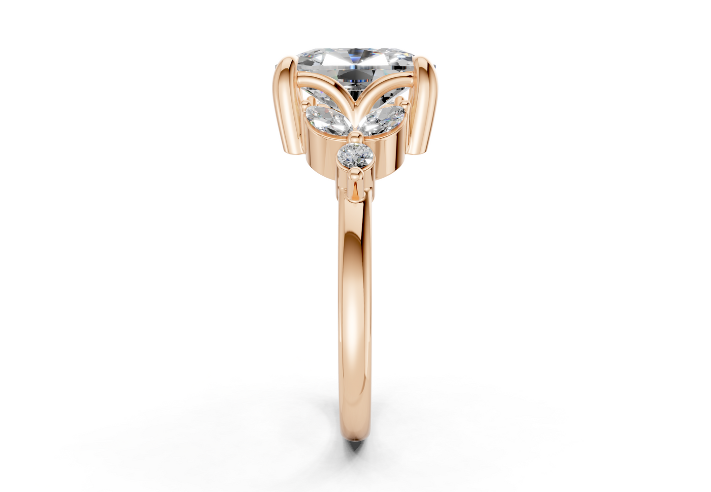Elysium Diamond Accent Elongated Cushion Cut 1.9mm Engagement Ring