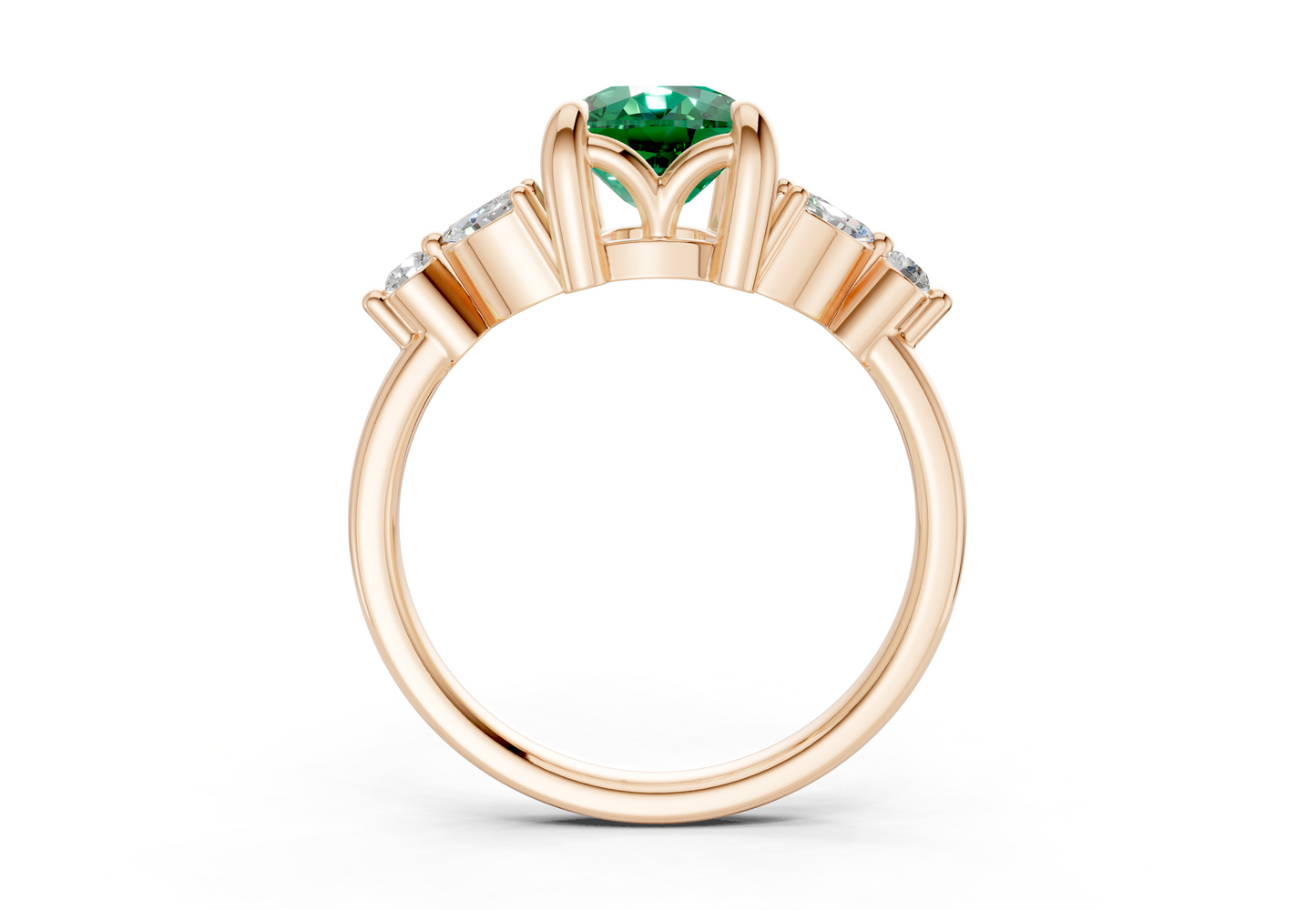 Elysium Emerald Gemstone Accent Elongated Cushion Cut 1.9mm Engagement Ring