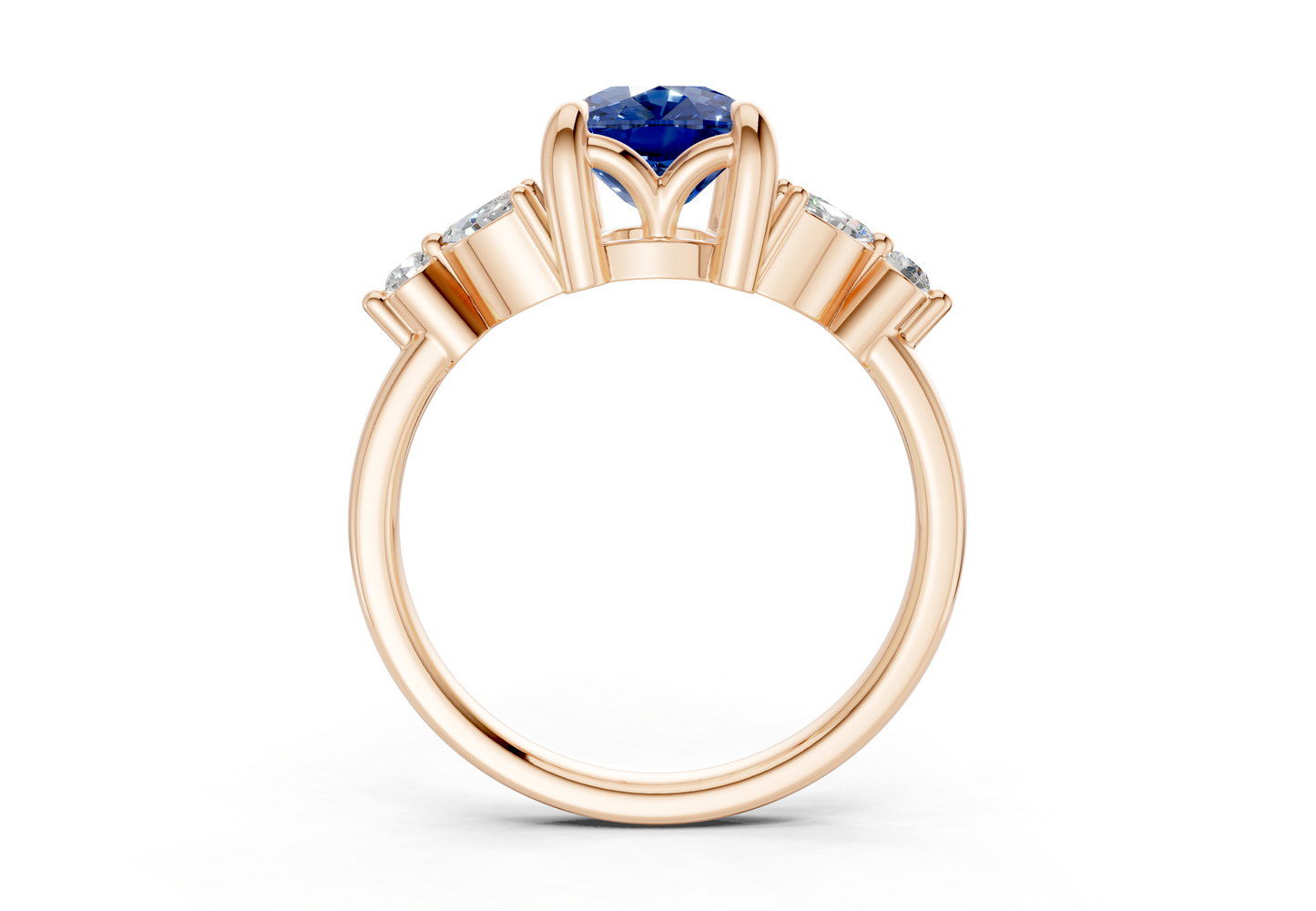 Elysium Sapphire Gemstone Accent Elongated Cushion Cut 1.9mm Engagement Ring
