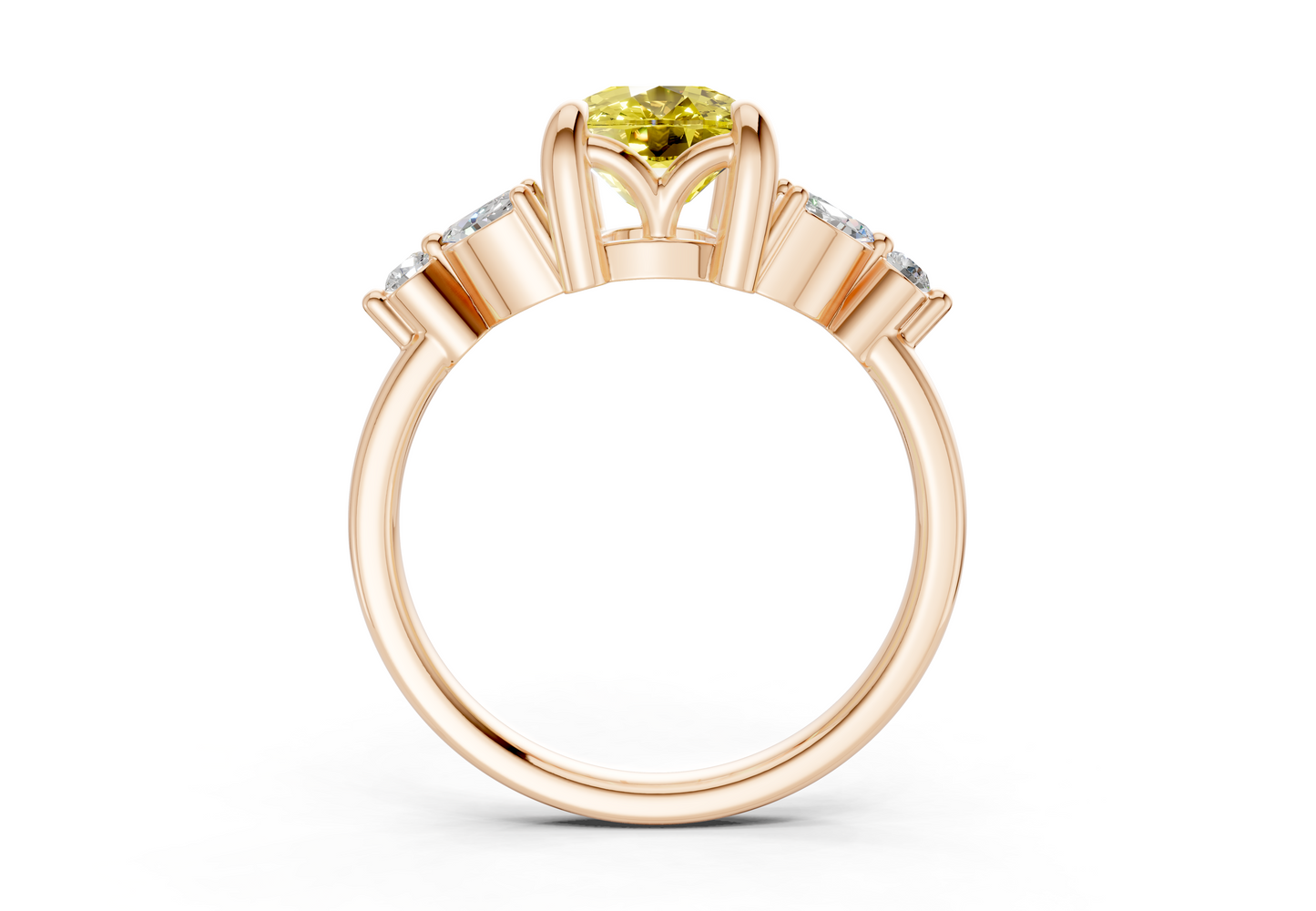 Elysium Yellow Diamond Accent Elongated Cushion Cut 1.9mm Engagement Ring