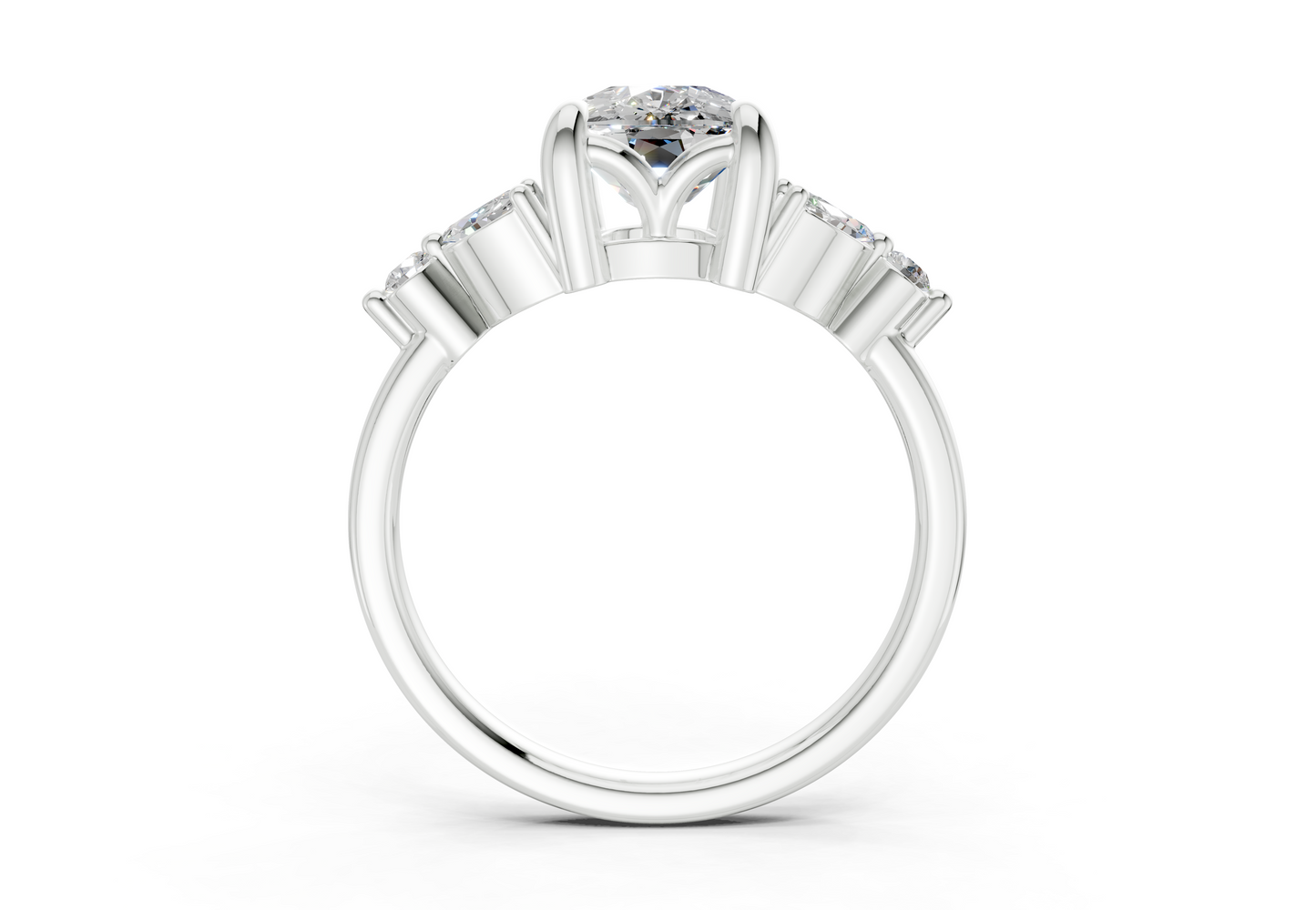 Elysium Diamond Accent Elongated Cushion Cut 1.9mm Engagement Ring