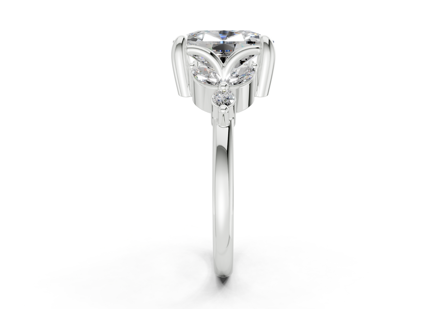 Elysium Diamond Accent Elongated Cushion Cut 1.9mm Engagement Ring