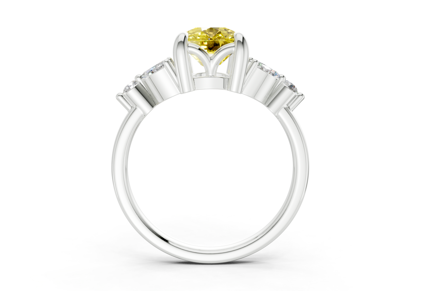 Elysium Yellow Diamond Accent Elongated Cushion Cut 1.9mm Engagement Ring