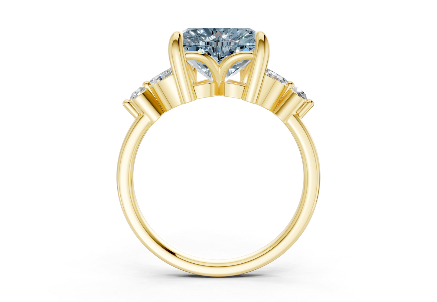 Elysium Blue Diamond Accent Heart Cut 1.9mm Engagement Ring