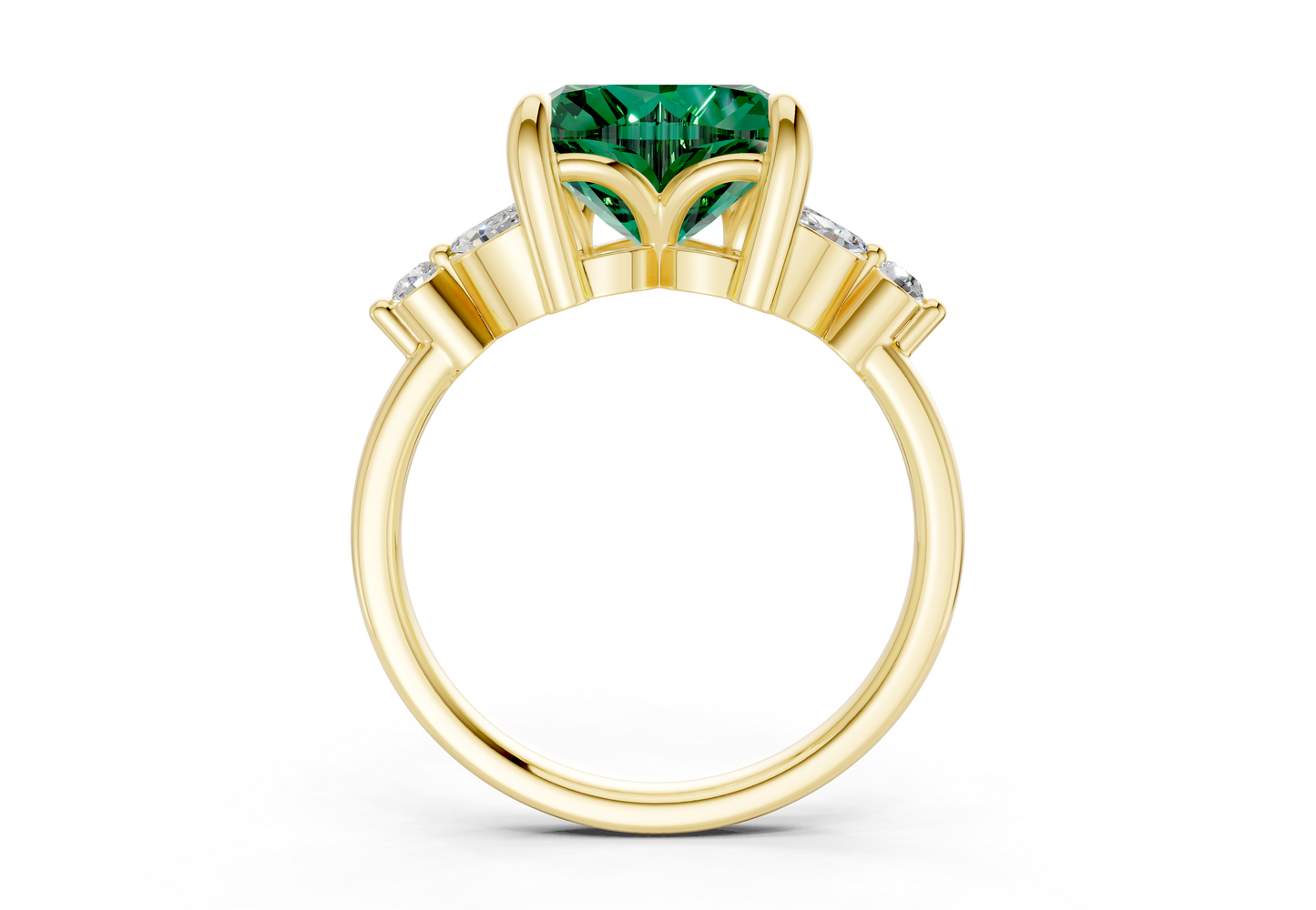 Elysium Emerald Gemstone Accent Heart Cut 1.9mm Engagement Ring