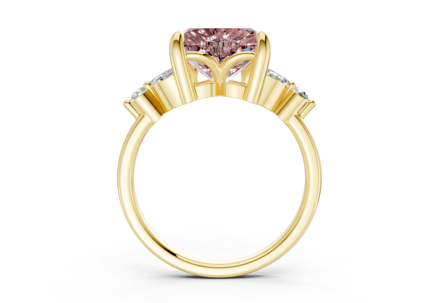 Elysium Pink Diamond Accent Heart Cut 1.9mm Engagement Ring