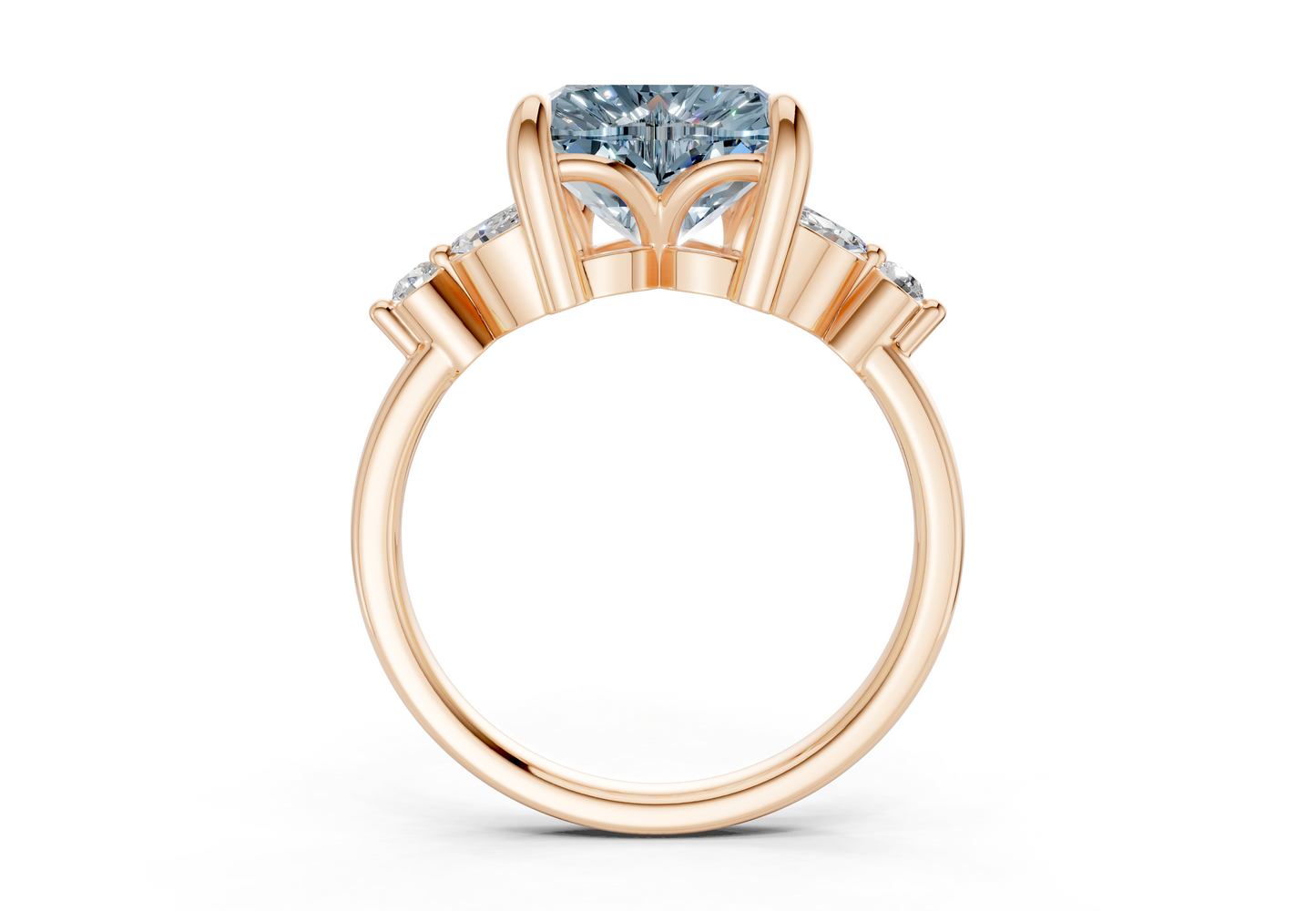 Elysium Blue Diamond Accent Heart Cut 1.9mm Engagement Ring