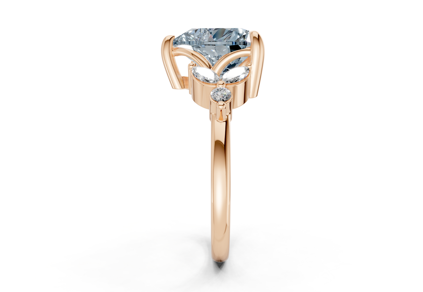 Elysium Blue Diamond Accent Heart Cut 1.9mm Engagement Ring