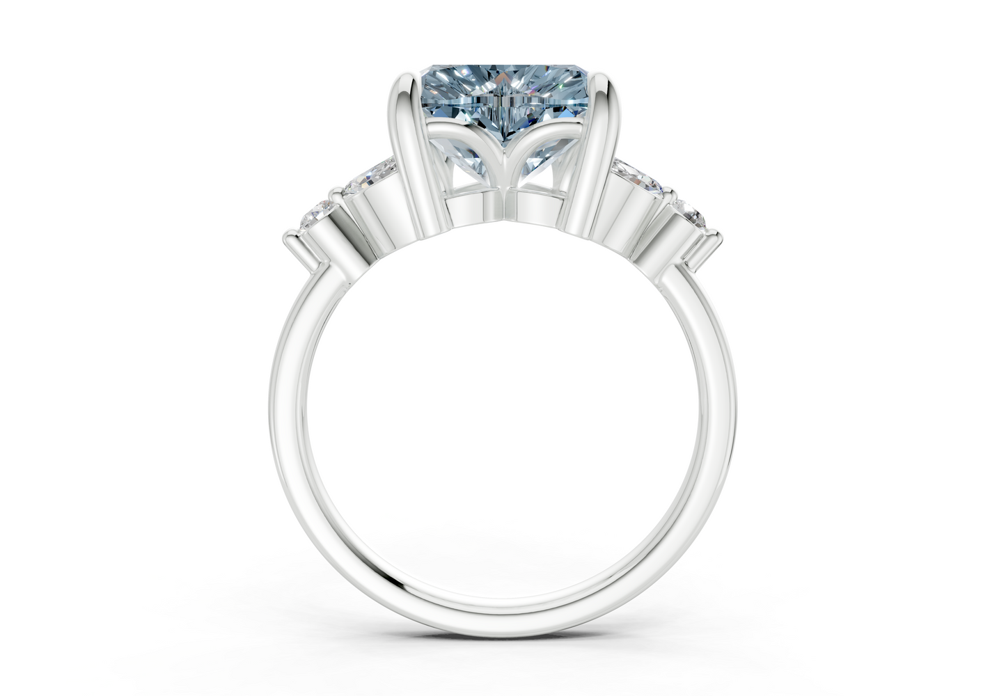 Elysium Blue Diamond Accent Heart Cut 1.9mm Engagement Ring