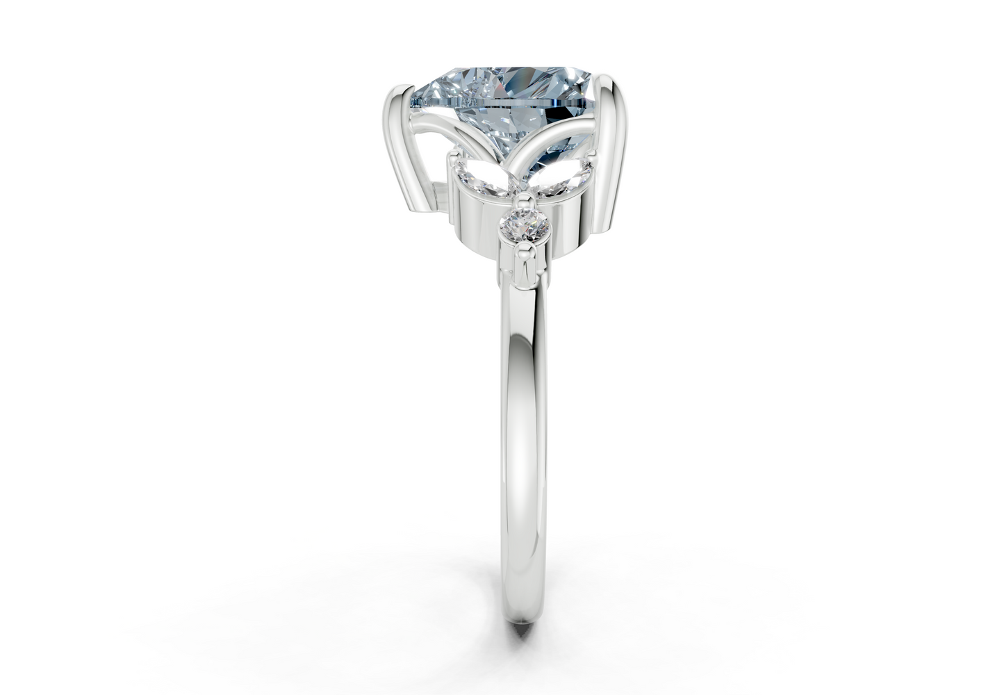 Elysium Blue Diamond Accent Heart Cut 1.9mm Engagement Ring
