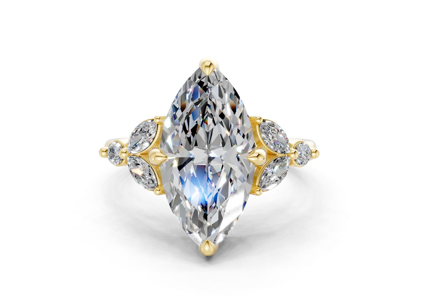 Elysium Diamond Accent Marquise Cut 1.9mm Engagement Ring