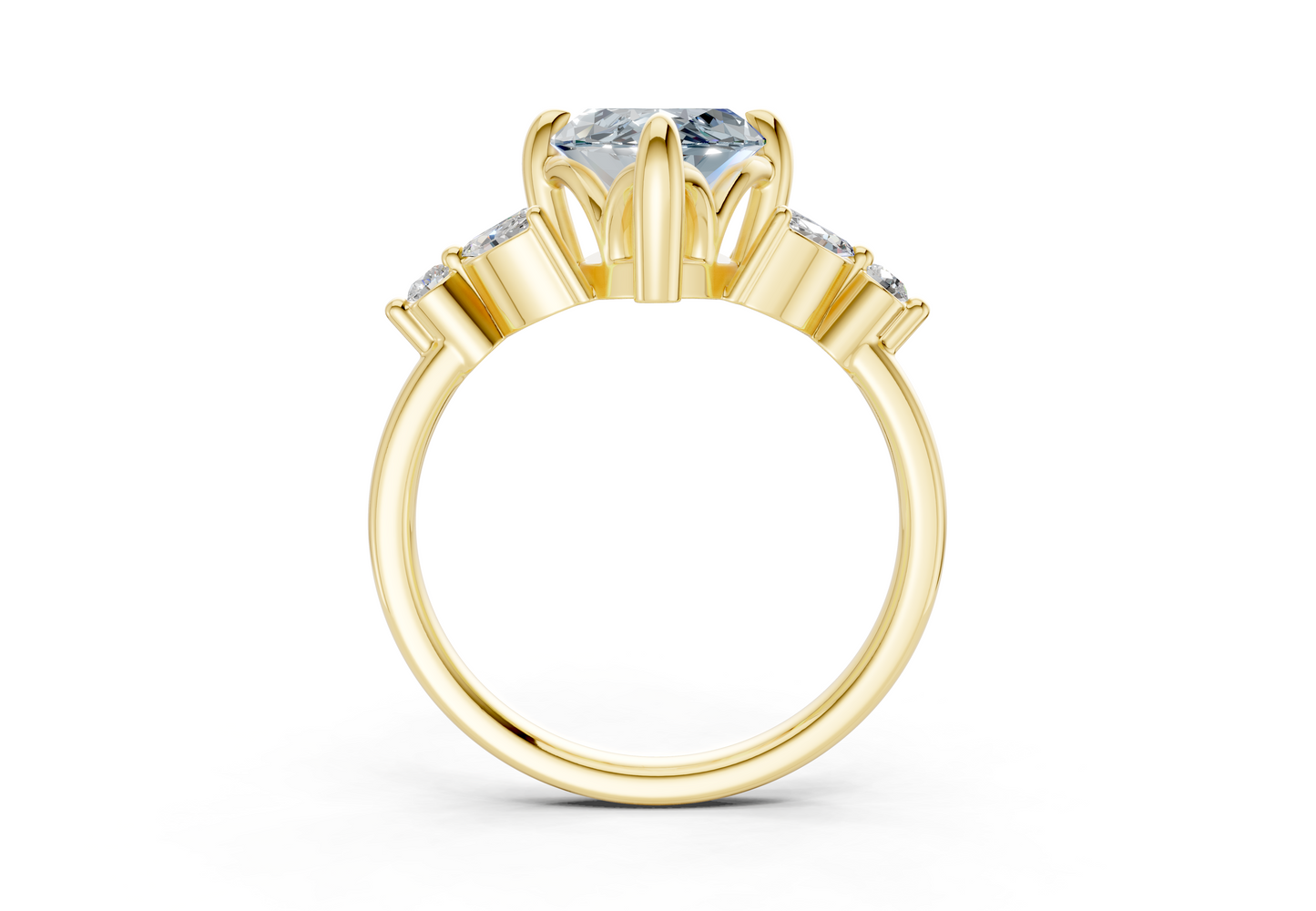 Elysium Blue Diamond Accent Marquise Cut 1.9mm Engagement Ring