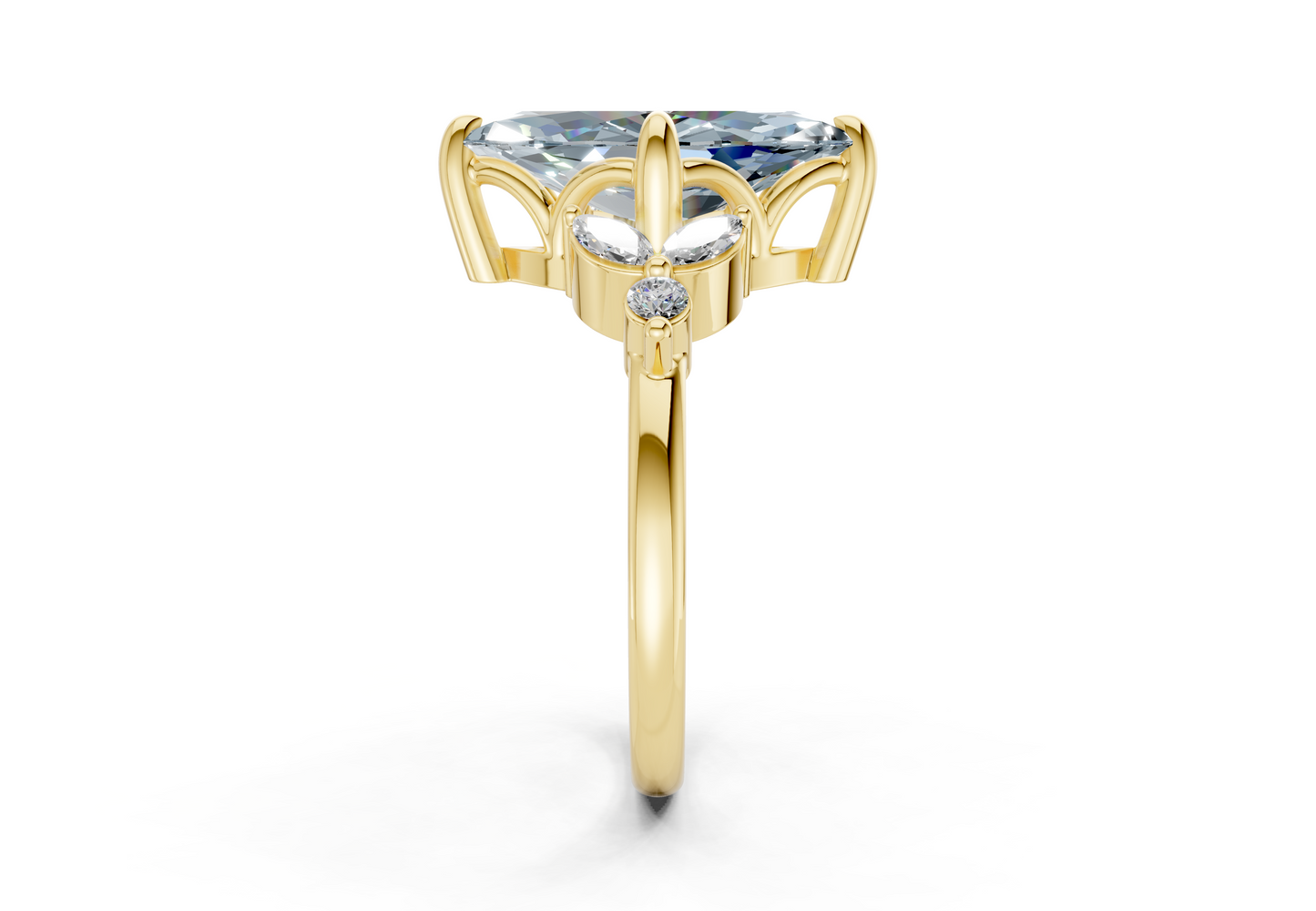Elysium Blue Diamond Accent Marquise Cut 1.9mm Engagement Ring