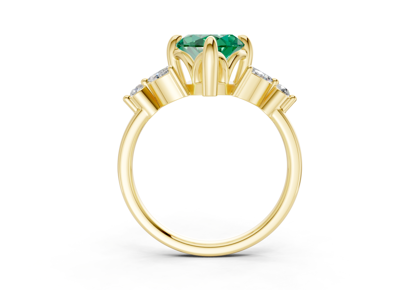 Elysium Emerald Gemstone Accent Marquise Cut 1.9mm Engagement Ring