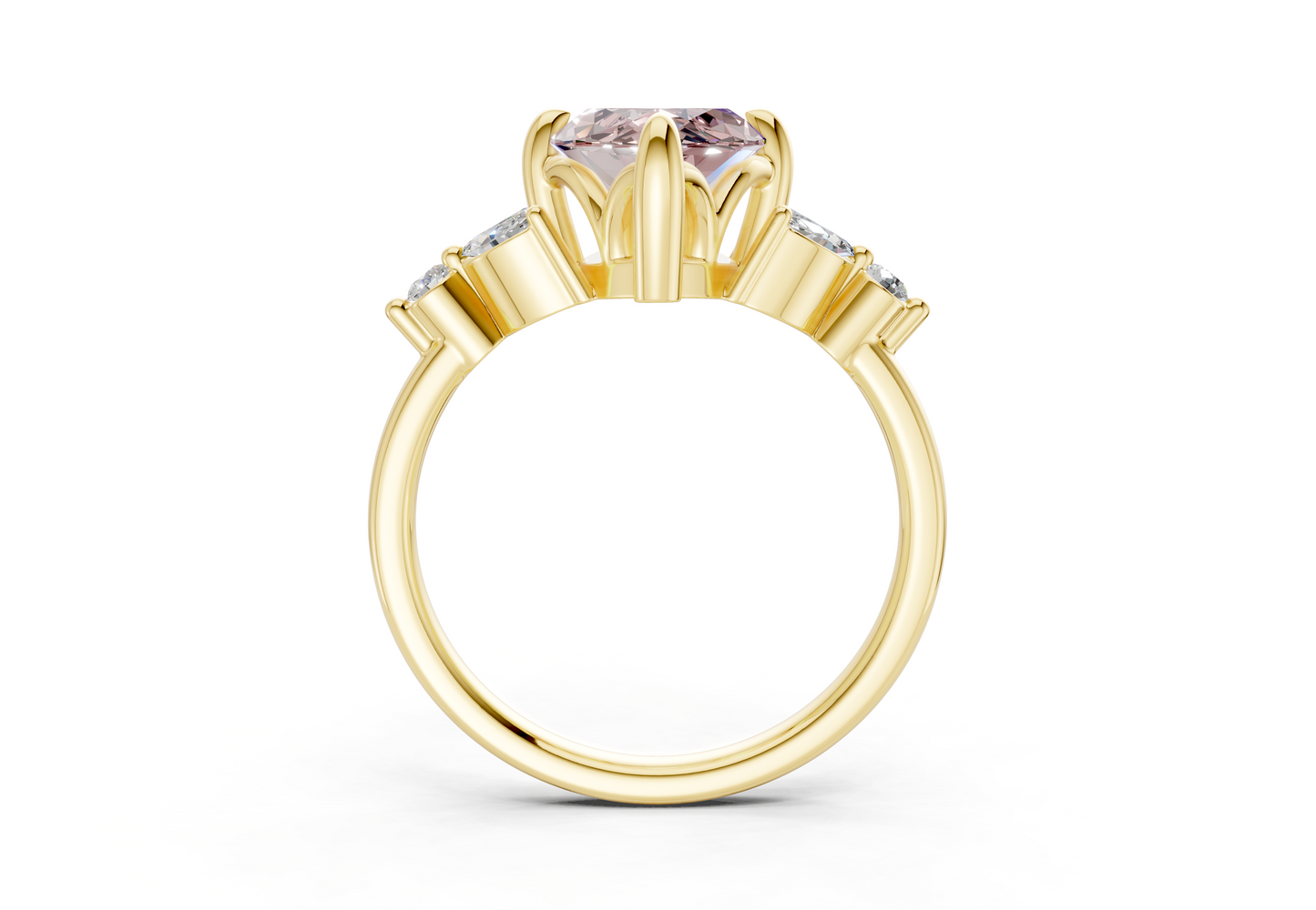 Elysium Pink Diamond Accent Marquise Cut 1.9mm Engagement Ring
