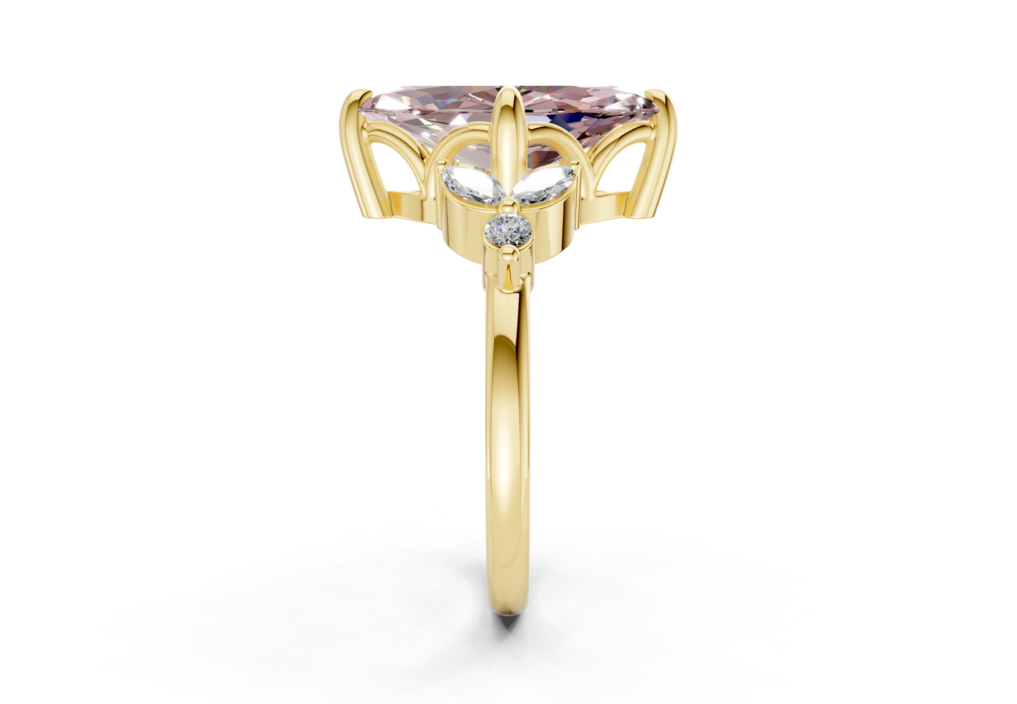 Elysium Pink Diamond Accent Marquise Cut 1.9mm Engagement Ring