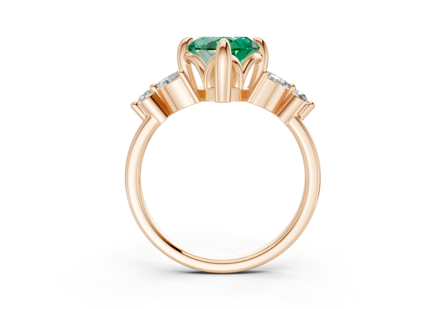 Elysium Emerald Gemstone Accent Marquise Cut 1.9mm Engagement Ring