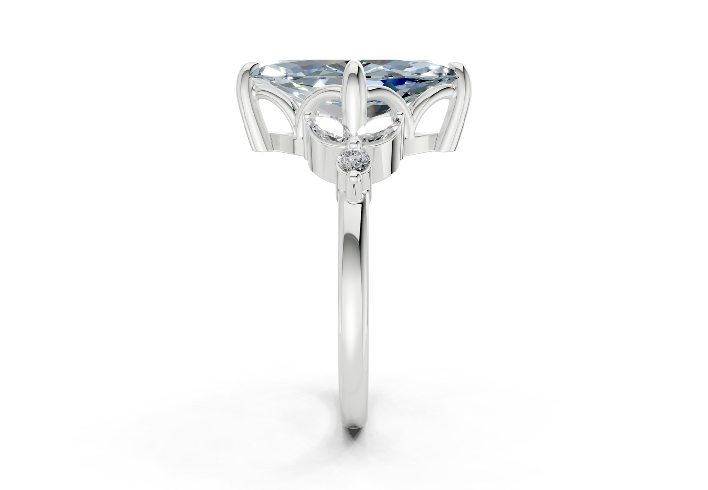 Elysium Blue Diamond Accent Marquise Cut 1.9mm Engagement Ring