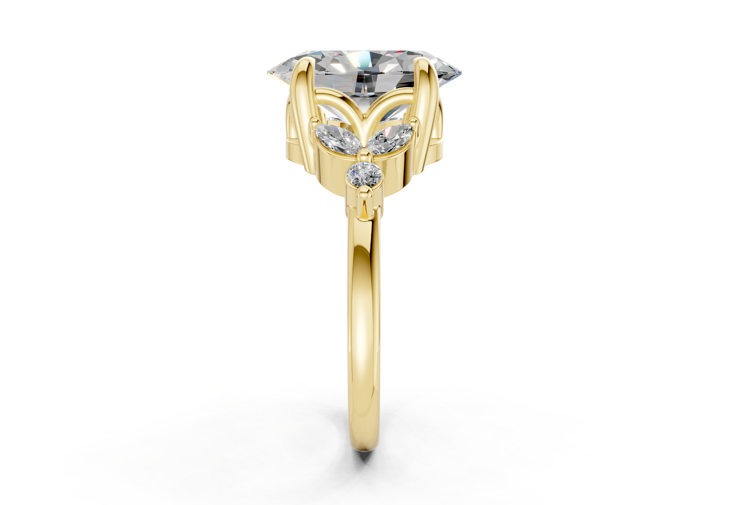 Elysium Diamond Accent Oval Cut 1.9mm Engagement Ring