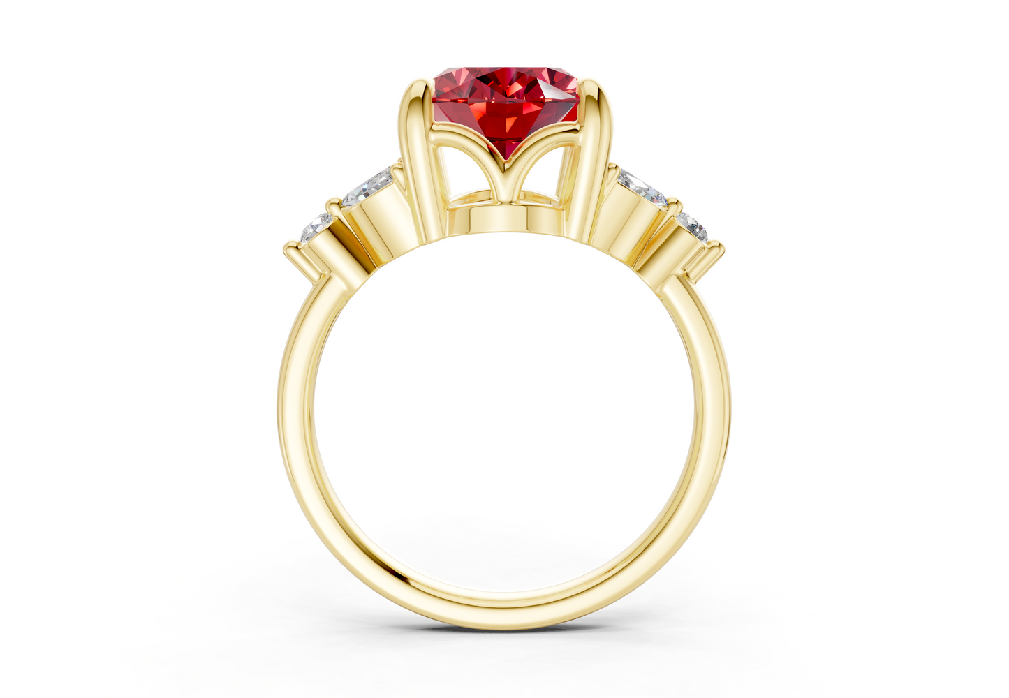 Elysium Ruby Gemstone Accent Oval Cut 1.9mm Engagement Ring
