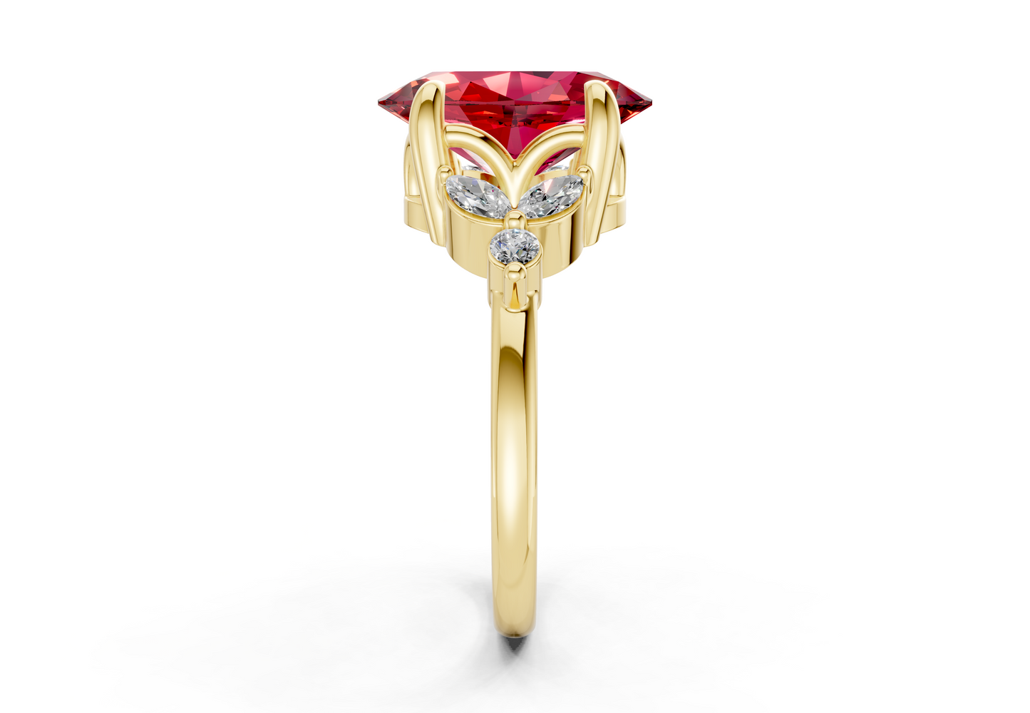 Elysium Ruby Gemstone Accent Oval Cut 1.9mm Engagement Ring