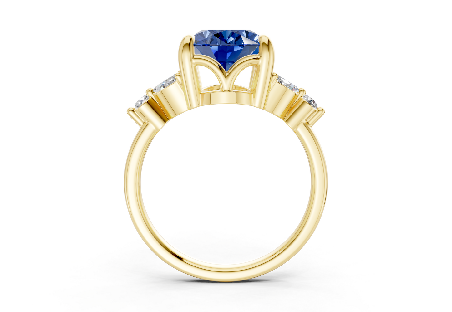 Elysium Sapphire Gemstone Accent Oval Cut 1.9mm Engagement Ring