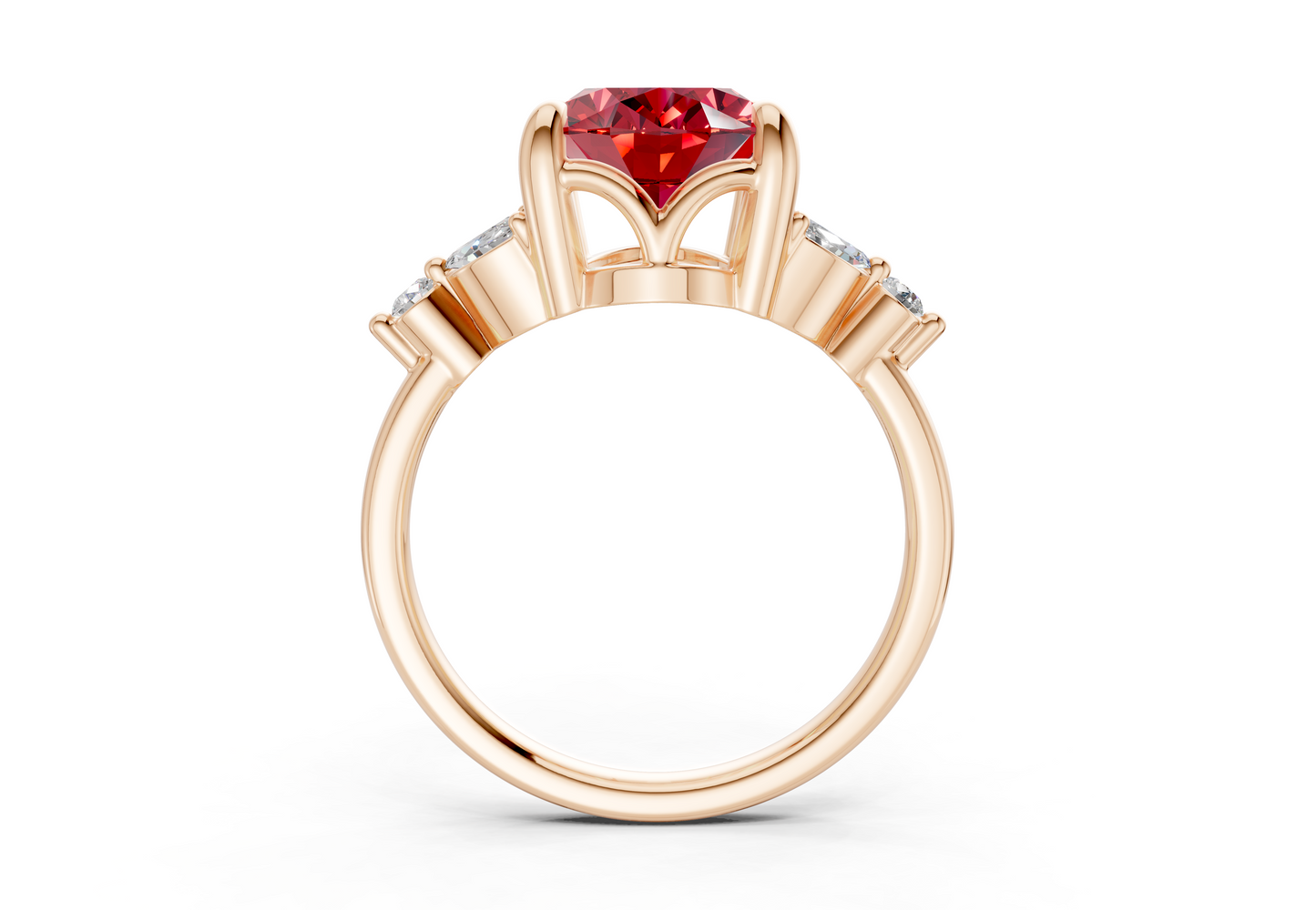Elysium Ruby Gemstone Accent Oval Cut 1.9mm Engagement Ring