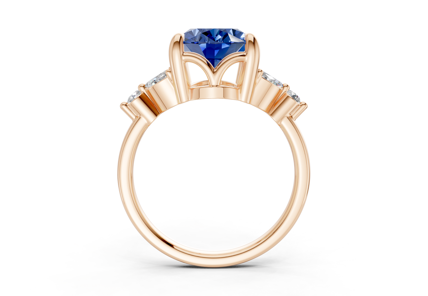 Elysium Sapphire Gemstone Accent Oval Cut 1.9mm Engagement Ring
